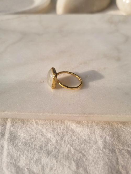 helix ring - White Moonstone