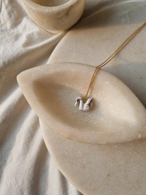 swan - Howlite Pendant