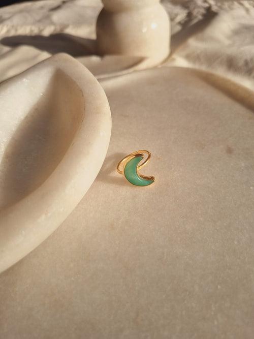 chandra - Chrysoprase Luna Ring