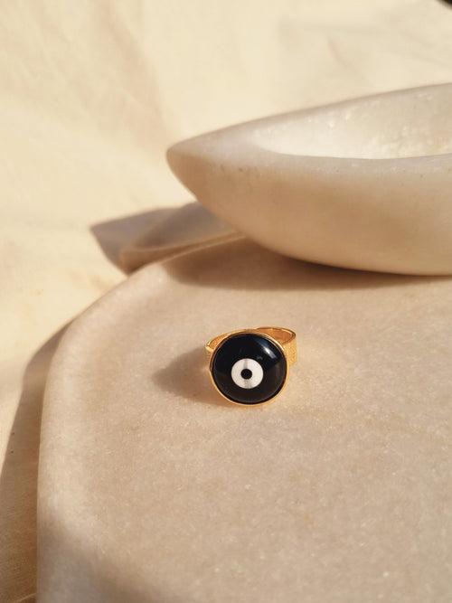 nazra - Black Evil Eye Saturn Ring