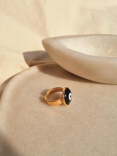 nazra - Black Evil Eye Saturn Ring