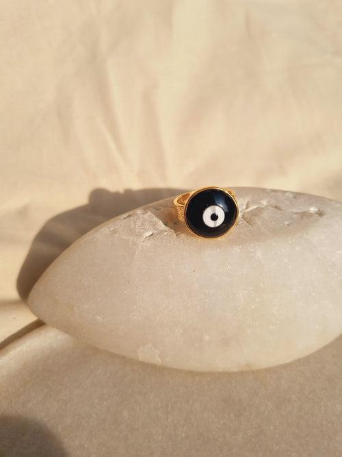 nazra - Black Evil Eye Saturn Ring