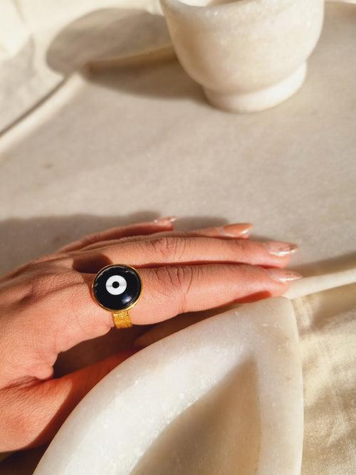 nazra - Black Evil Eye Saturn Ring