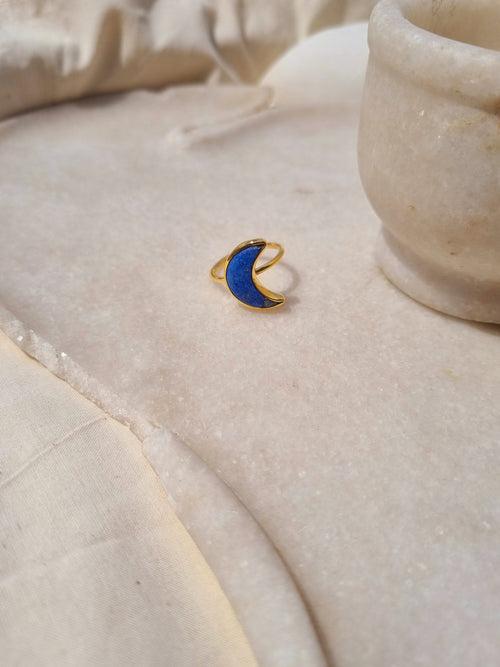 chandra - Lapis Lazuli Luna Ring