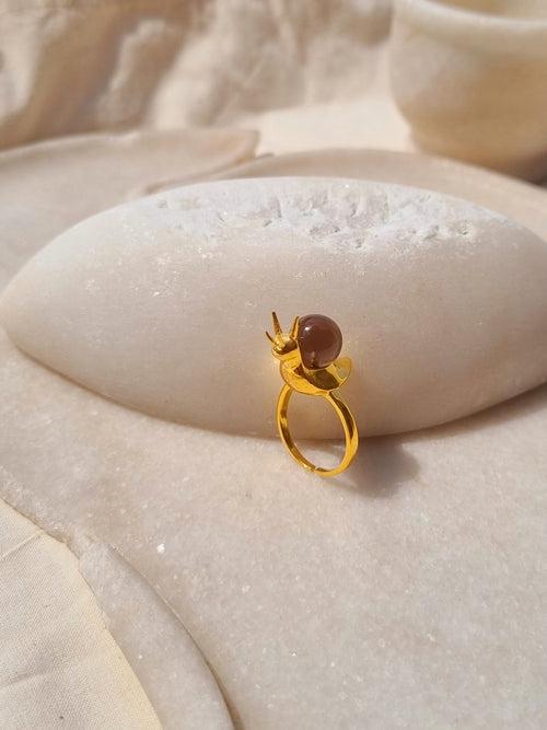 snail - Smoky Quartz Ring