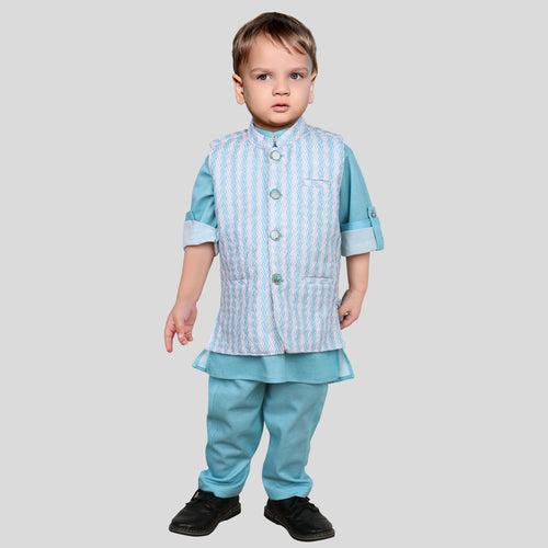 Little Legends Shine: Plain Kurta + Designer Waistcoat + Pajama!