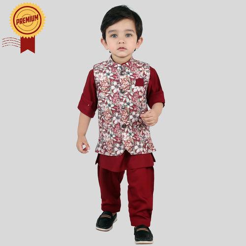 Totally Adorable Tot's Festive Fiesta: Printed Kurta + Waistcoat Fun!