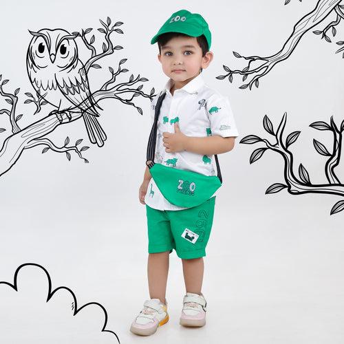 Roar into Adventure with our Safari Shirt and Shorts Set!