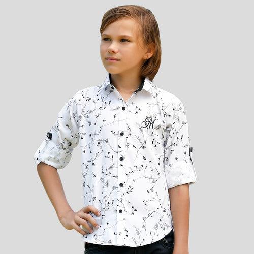 MashUp Stylish Classic printed dobby cotton shirt for Young boys