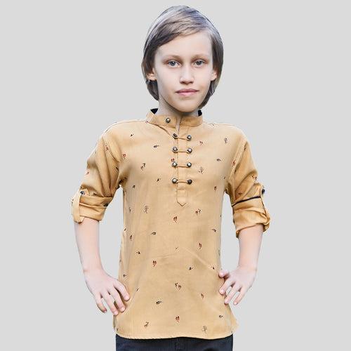 Fashionable Printed Cotton Dobby Kurta For Young Boys.