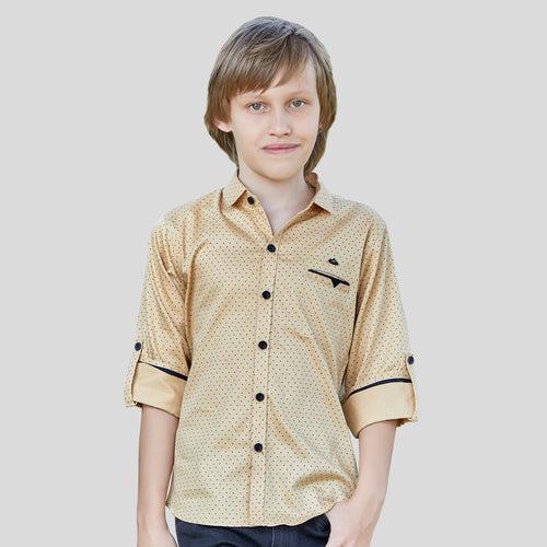 Suprimo Dobby Lycra  Printed Shirt for Young Boys