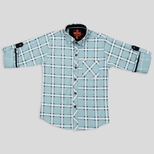 Lycra Checkered Shirt and T-shirt Set  For Young Boys