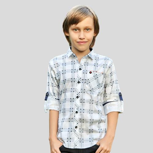 Lycra Checkered Shirt and T-shirt Set  For Young Boys