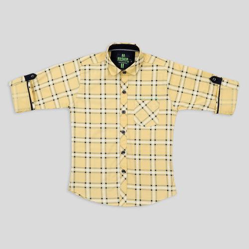 Lycra Checkered Shirt and T-shirt Set  For Young Boys