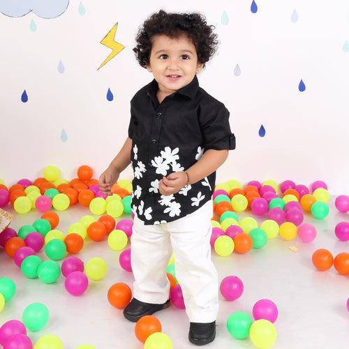 Blossom in Style: Flower Power Shirt + Jeans Set for Boys!