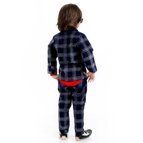 INDIGO PLAID FULL SUIT SET