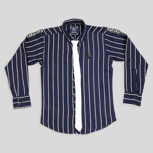 MashUp cotton striper shirt with tie for Young boys.