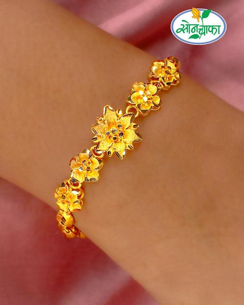 STYLISED FLORAL WOMEN'S GOLD PLATED BRACELET