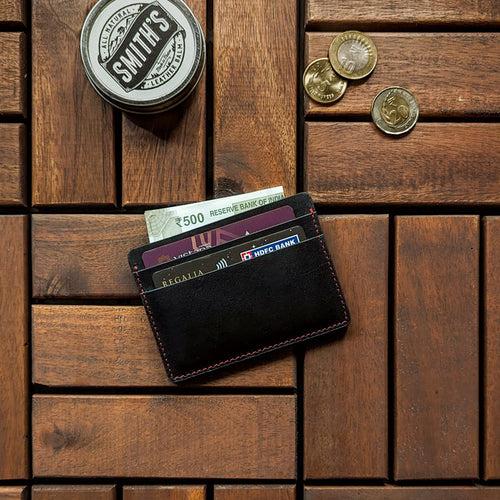 Leather Card Wallet - Carbon Black [Italian Vachetta]