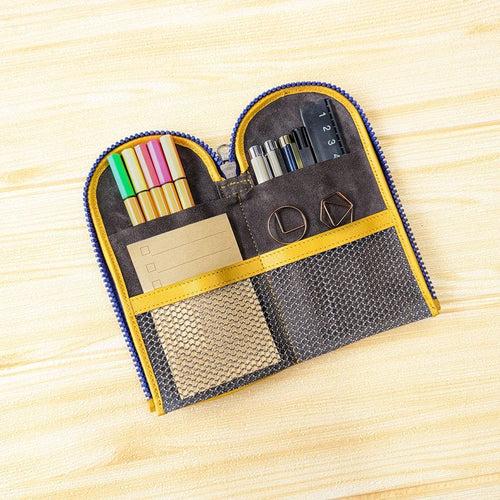 Colour Block Pen Pouch - Sunshine Blue