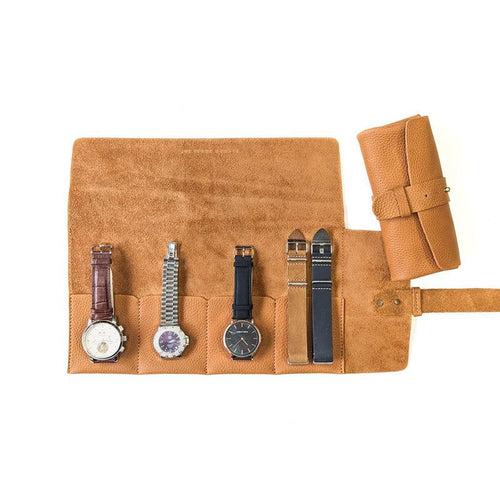 Leather Watch Roll - Large / Windsor Tan