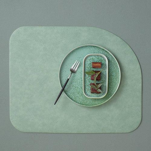 Curved Grain Faux Leather Placemats, Set of 2 - Spearmint