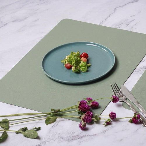 Rectangular Fine Faux Leather Placemats, Set of 2 - Mint