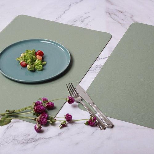 Rectangular Fine Faux Leather Placemats, Set of 2 - Mint