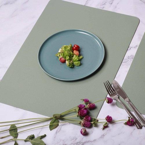 Rectangular Fine Faux Leather Placemats, Set of 2 - Mint