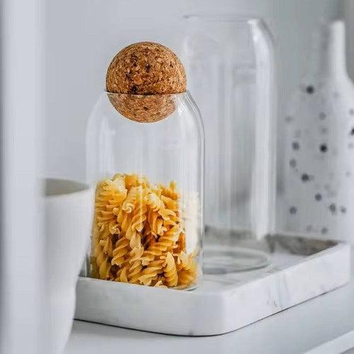 Glass Cylindrical Jar with Cork Stopper Medium