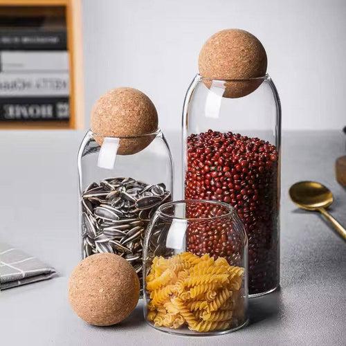 Glass Cylindrical Jar with Cork Stopper Medium
