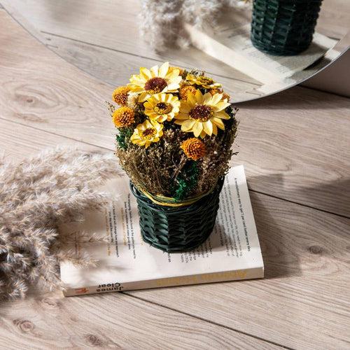 Willow Decorative Dried Floral Basket - Yellow Green