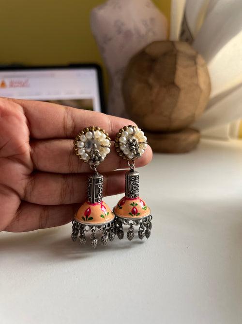 Hand painted Jaipuri jhumkas