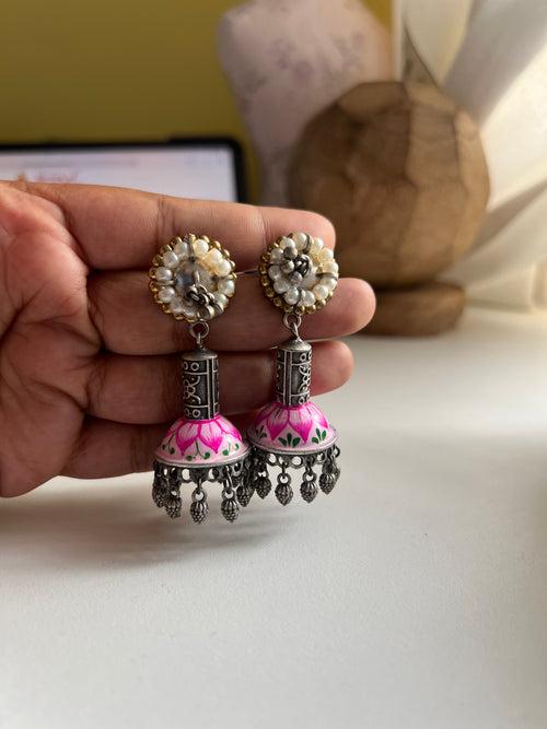 Hand painted Jaipuri jhumkas