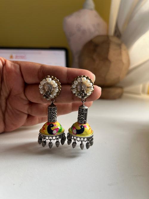 Hand painted Jaipuri jhumkas