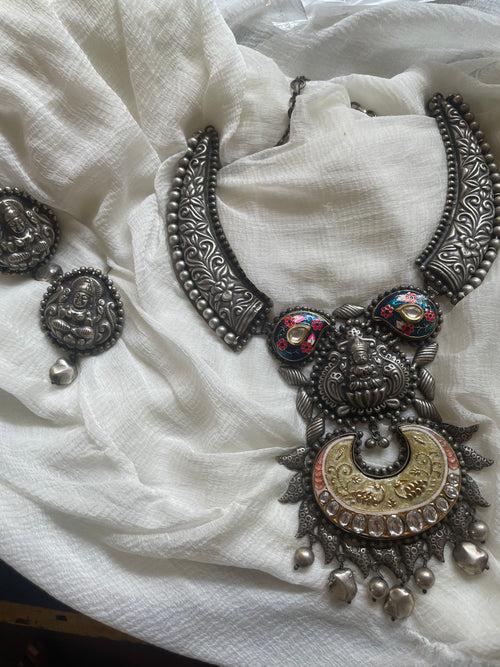 Nagas Lakshmi enamel stiff necklace with studs
