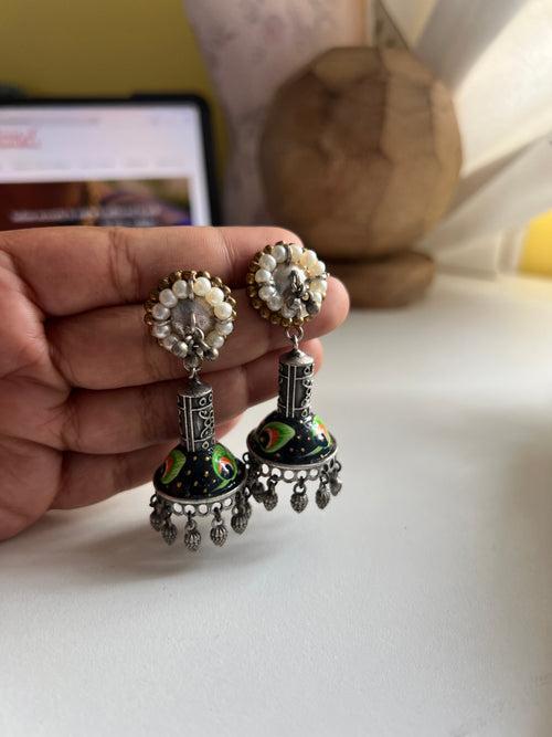 Hand painted Jaipuri jhumkas