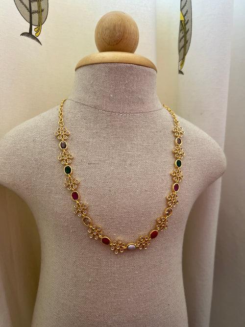 Navaratna flower necklace with studs