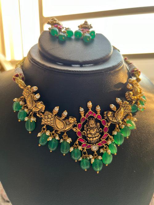 Nagas peacock kundan choker with studs