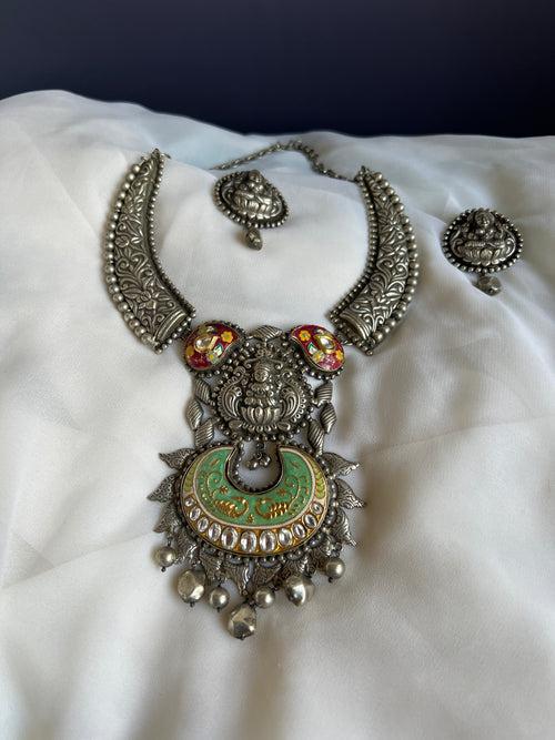 Nagas Lakshmi enamel stiff necklace with studs