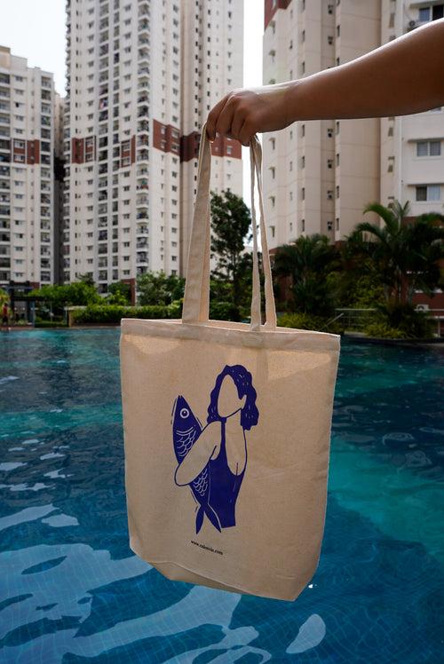 Minimalist Marine Fish Minimal Tote Bag with Zipper