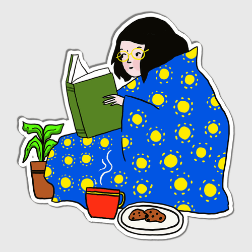 Cute Bookworm Sticker