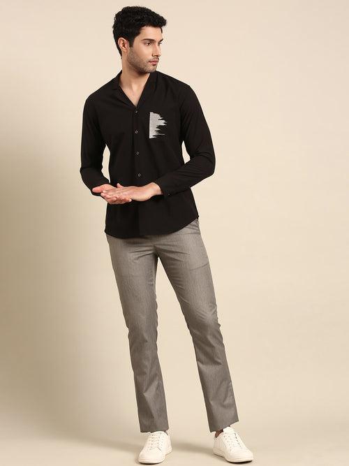 Black Cotton Summer Shirt - MM0882