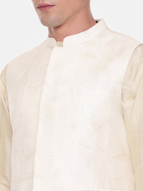 Ivory Chanderi Embroidered Jacket - MMWC0223