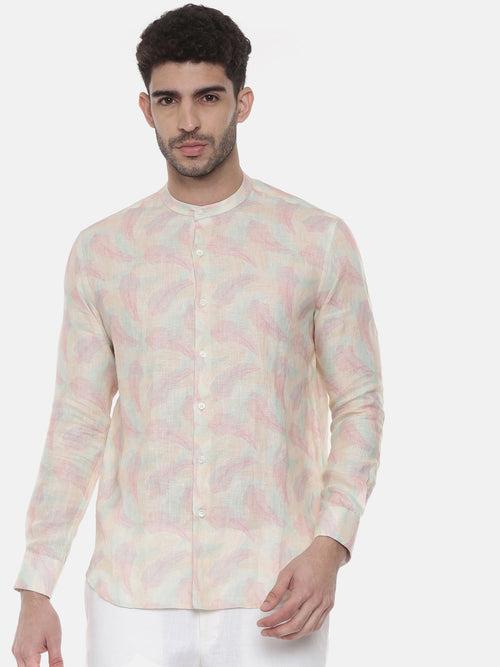 Pink Ivory floral Linen Shirt - MM0790