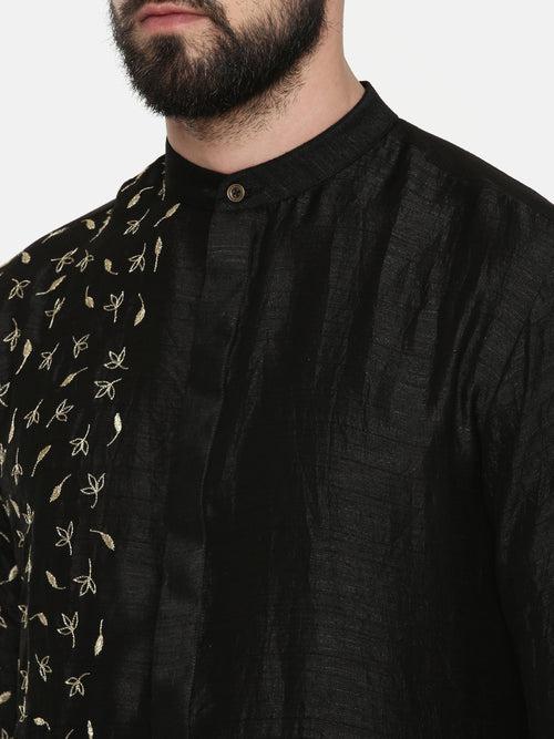 Black Hand Emboidered Kurta - MMK0540