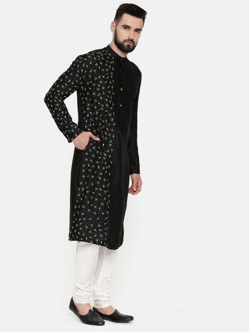 Black Hand Emboidered Kurta - MMK0540