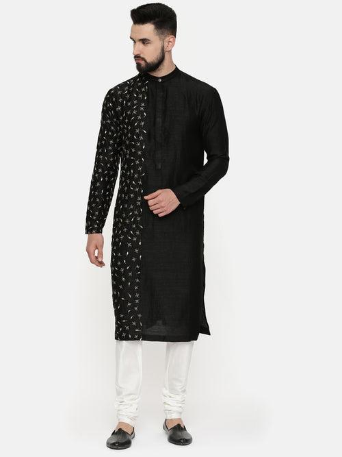 Black Hand Emboidered Kurta - MMK0540