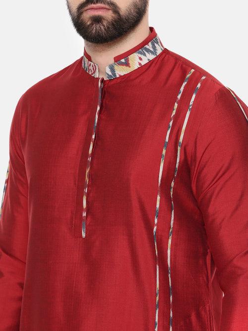 Red Silk Kurta Set  - MMK0543