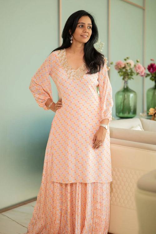 DS - Thanu Kurtha Skirt Set - PINK